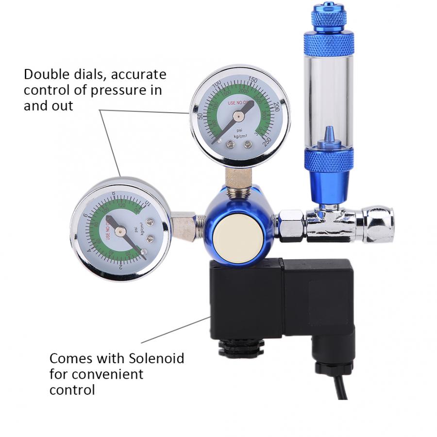 Aquarium DIY CO2 Generator System Kit 220V G5/8 Aquarium CO2 Regulator Check Valve Bubble Counter with Solenoid Co2 Valve