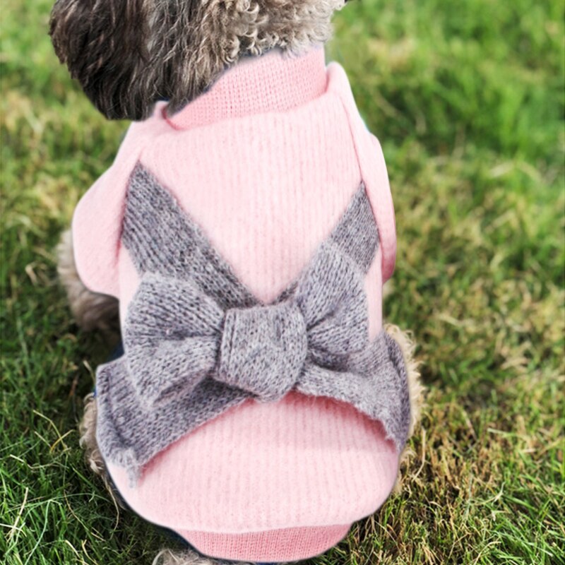 Warm Roze Hond Kleding Voor Kleine Honden Cute Puppy Pet Jas Met Boog Zoete Kat Kleding Chihuahua Pug Kleding trui 25