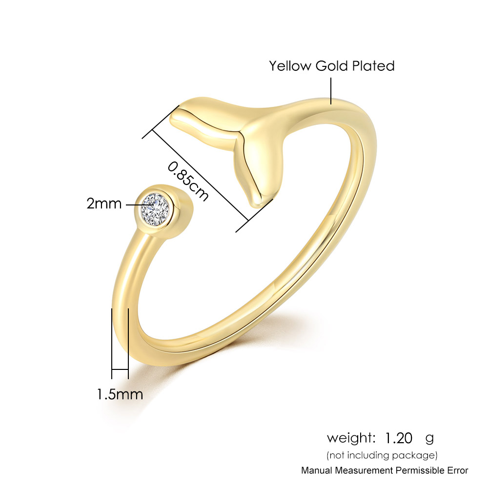Verstelbare Mermaid Tail Vrouwen Ring Goud Kleur Dainty Ringen Met Zirkoon Opening Voor Meisjes Trend Sieraden r385
