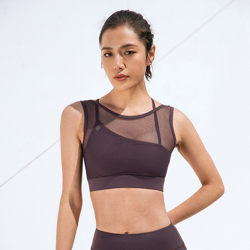 GymHUB-ropa interior deportiva con espalda hermosa para mujer, sujetador para correr con forma de pecho pequeño, para vacaciones de verano: Dark Purple / XL