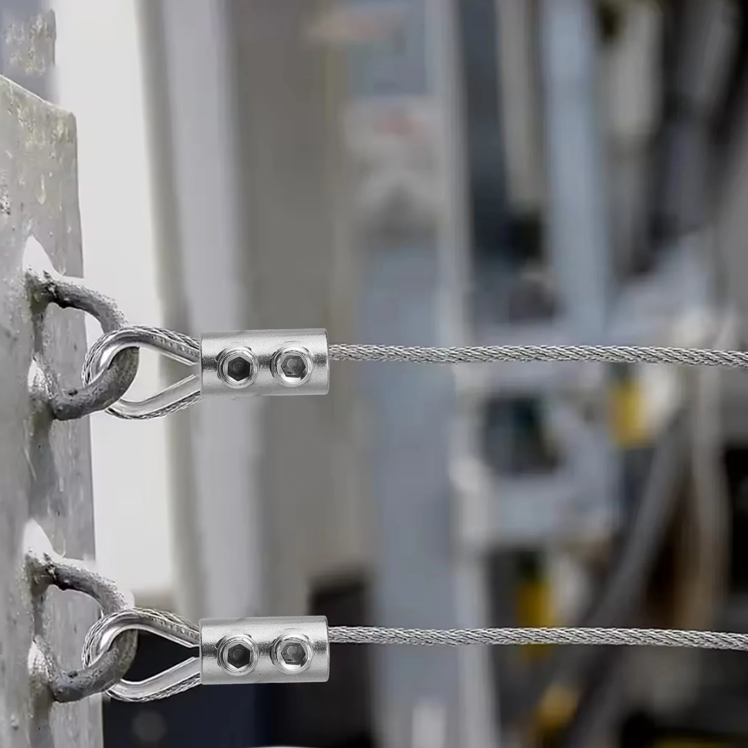 1/50pcs Steel Wire Rope Clamps Double Hole Adjustable Screw Fixed Cable Clips Metal Copper Suspension Fastener Hardware Sling