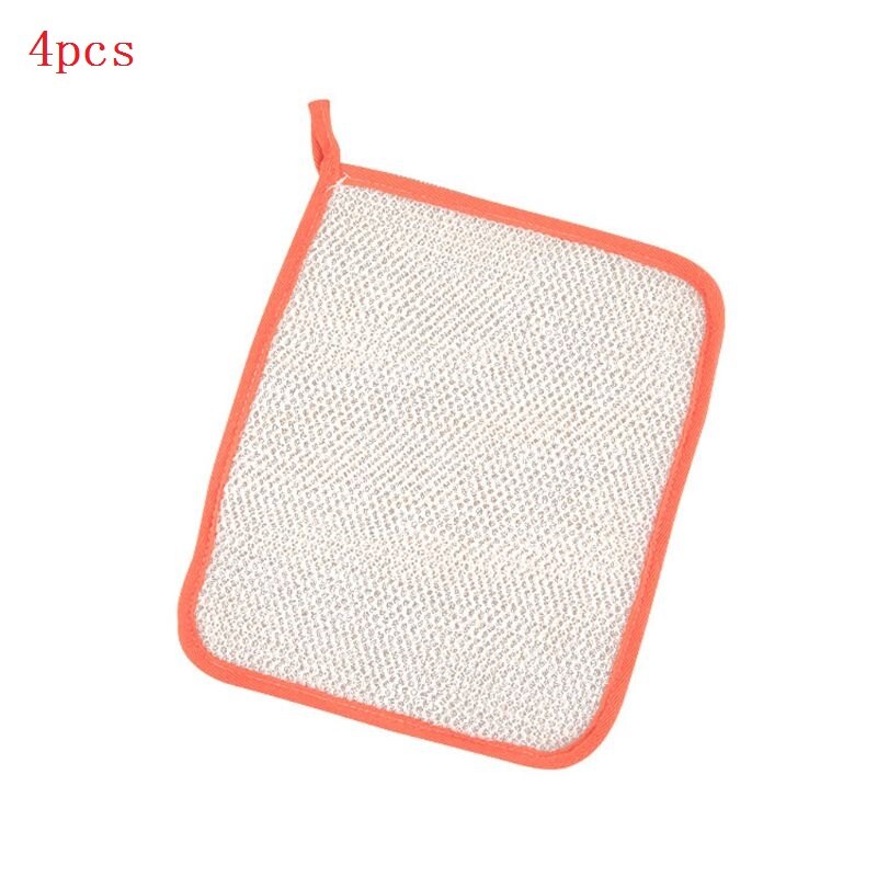 1Pc Exfoliërende Nylon Dubbele Laag Bad Doek Zeep Cleanser Schuimende Gezicht Handdoek: Orange 4PCS