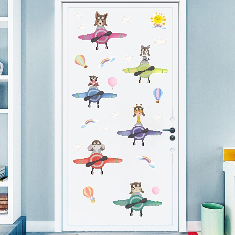 Tofok dierenpiloot luchtballon diy muursticker baby kinderkamer zelfklevende stickers huis tegel raam deur decoratie