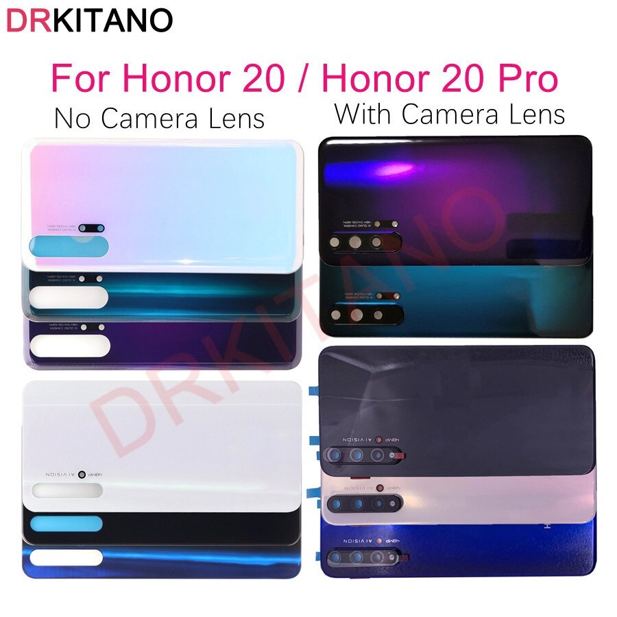 Back Glass Cover Voor Huawei Honor 20 Batterij Cover Achterdeur Behuizing Case Window Back Panel Voor Honor 20 Pro batterij Cover