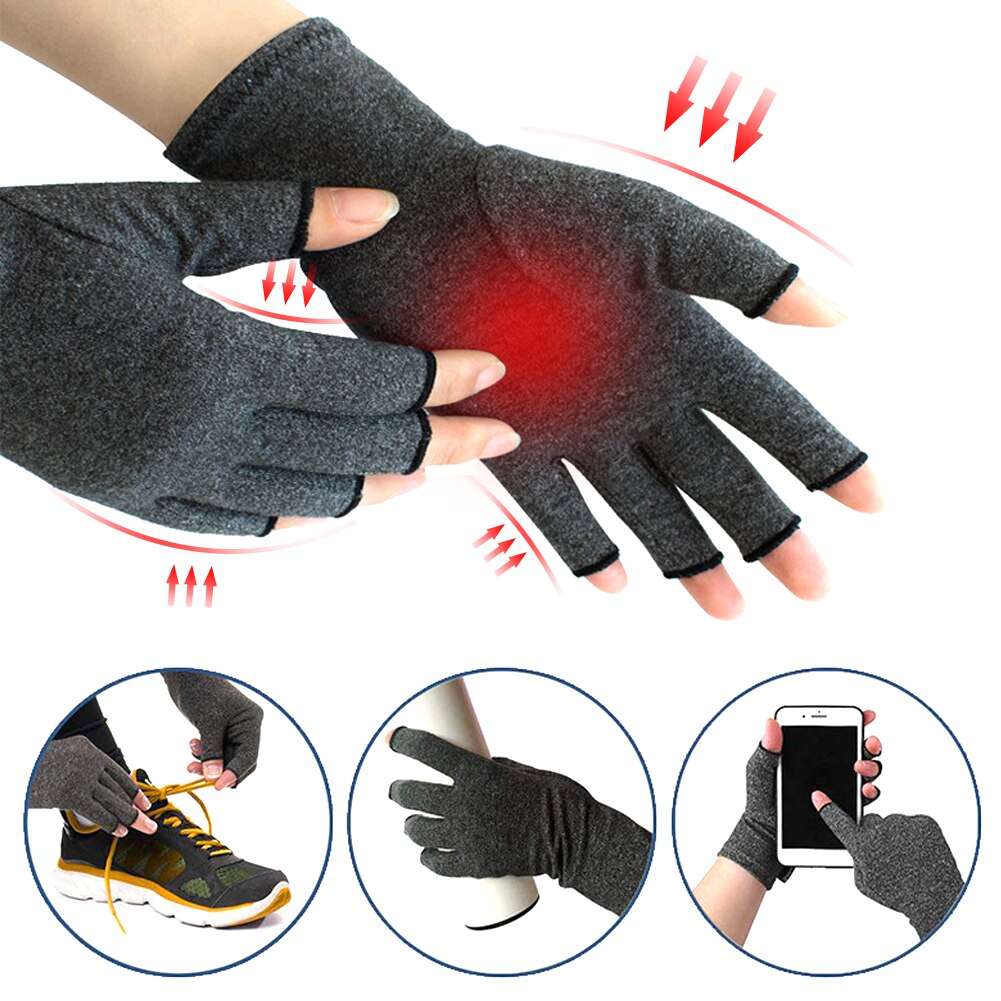 Lichtgewicht Artritis Druk Gezondheid Handschoenen Hoge Elastische Ademend Revalidatie Half Vinger Handschoenen