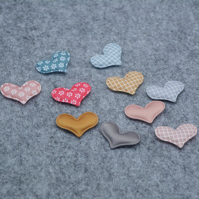 50 stks/partij 3.8*3 cm Ginganghart Padded Applicaties voor DIY handgemaakte kinderen haar accessoires, decoratie accessoires
