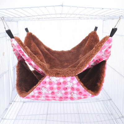 Set Double Thick Plush Warm Bed Rat Hammock for Hamster House Hanging Nest Sleeping Bag Hanging Tree Beds Hamster Cages: D / 35 x 35cm