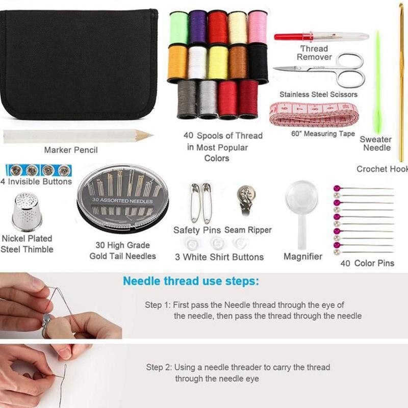 Portable Sewing kit Home Travel Thread Threader Needle Tape Measure Scissor Sewing Kit