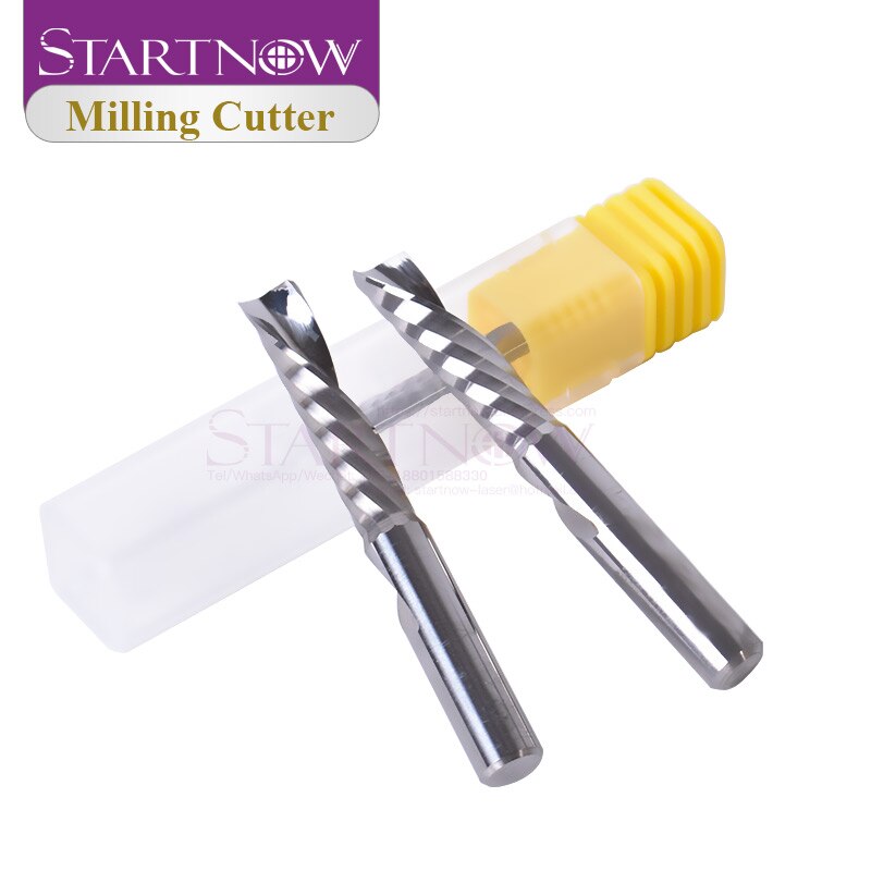 Startnow 5 pièces/lot fraise à coupe vers le bas fraise en bout à cannelure unique 3.175/4/6 carbure de tungstène CNC outil routeur gravure spirale Bits