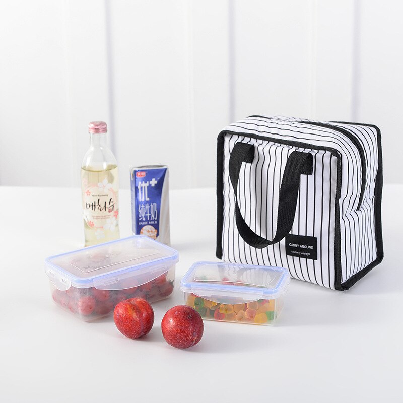 Bolsa térmica negra para almuerzo familiar, bolsa de aislamiento térmico Bento para escuela, Picnic, bolsa para comida de viaje, organizador de frutas, suministros de accesorios