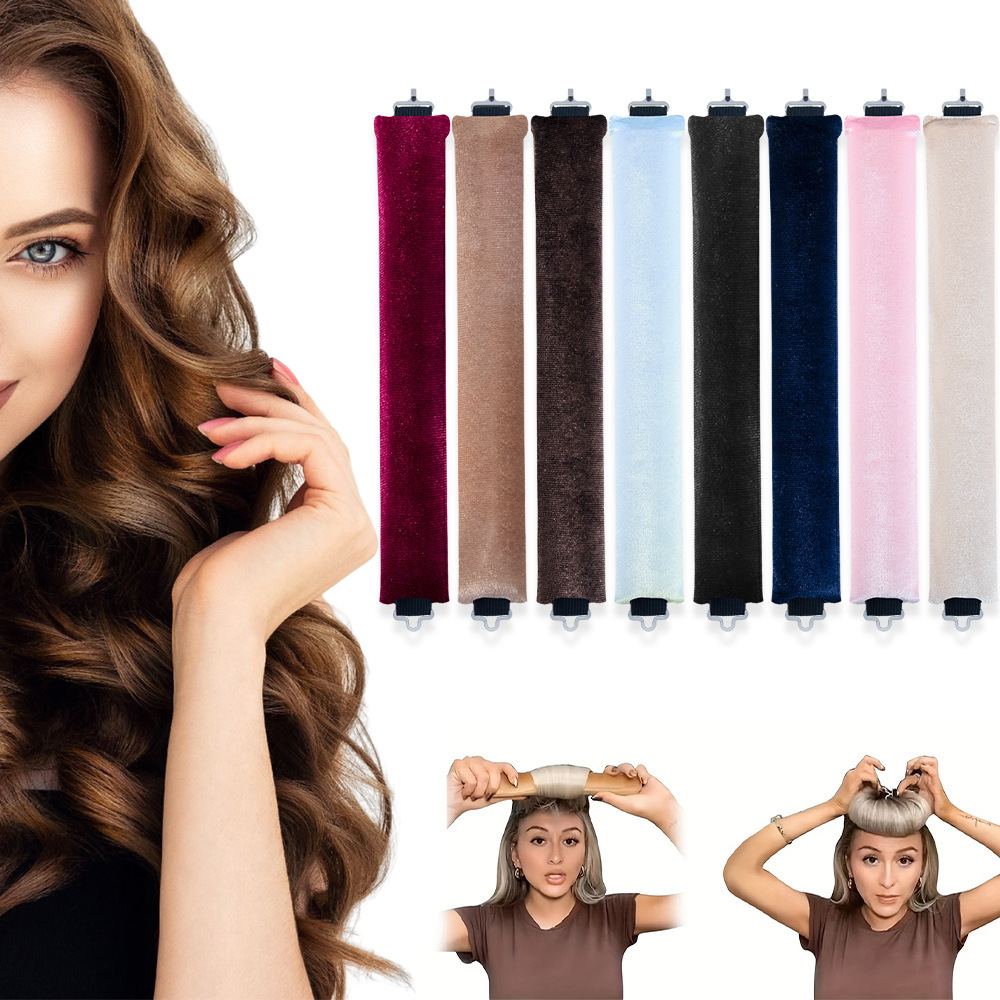 Big Wave Lazy Heatless Curling Rod Plush Head Hair Curler Wave Form Curl Rod Sponge Curling Bouncy Curling Hair Hair Rollers