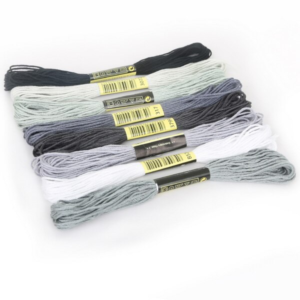 8Pcs/lot 7.5m length Embroidery Thread Hand Cross Stitch Floss Sewing Skeins Craft Knitting Spiraea Sewing Accessories: Gray Serise