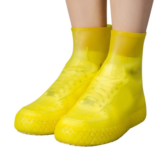 Couvre-chaussures de pluie en caoutchouc réutilisable, imperméable, Portable, antidérapant, accessoires pour chaussures unisexes: Jaune couleur / 41-44