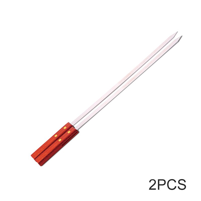 20.5 "'52cm Grill Spieße Edelstahl Gabel Flach Shish Kebab Grill Nadel grillen Stöcke Türkische Lange Holz Spieß Panik werkzeuge: 2 Stücke