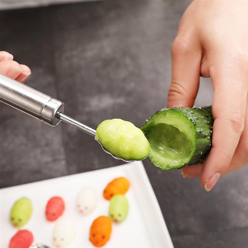 4Pcs Fruit Ball Spoons Stainless Steel Melon Ball Spoons Fruit Baller Scoops Kitchen Tool Fruit Carving Knife Ball Scoop