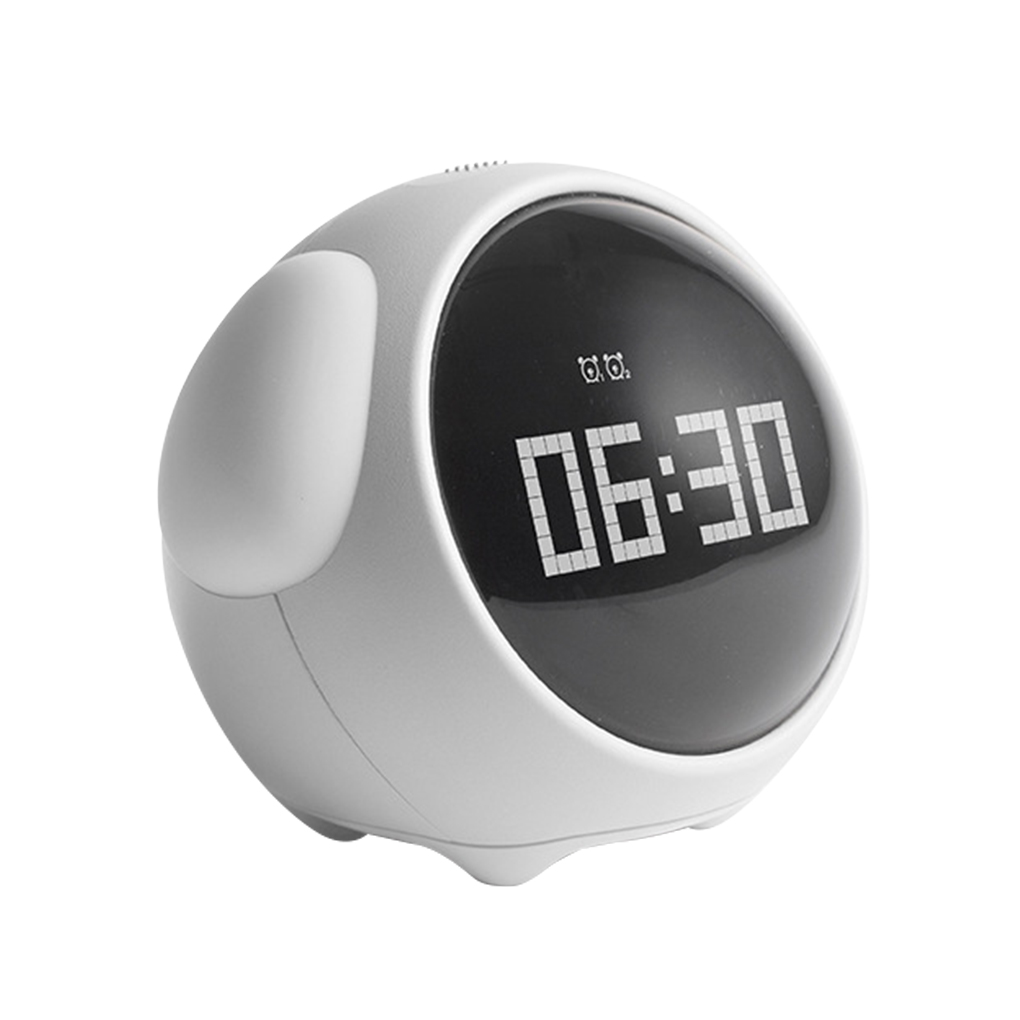 Cute Expression LED Alarm Clock Child Voice Control Bedside Voice Control Night Light Snooze Chargeable Child Alarm Clock