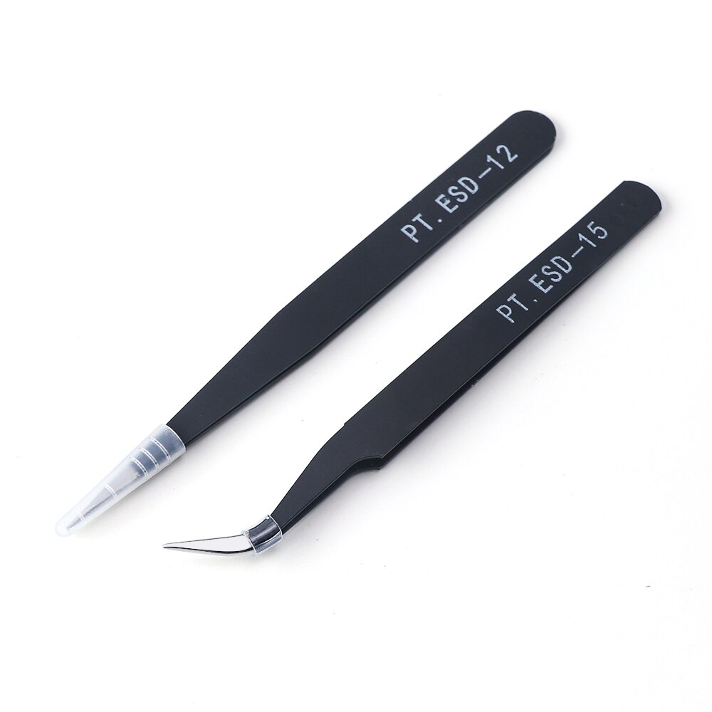 Zwarte Wenkbrauw Pincet Voor Wimper Extensions Straight + Gebogen Professionele Nail Art Lash Pincet Set Makeup Tools TRPTESD12/15