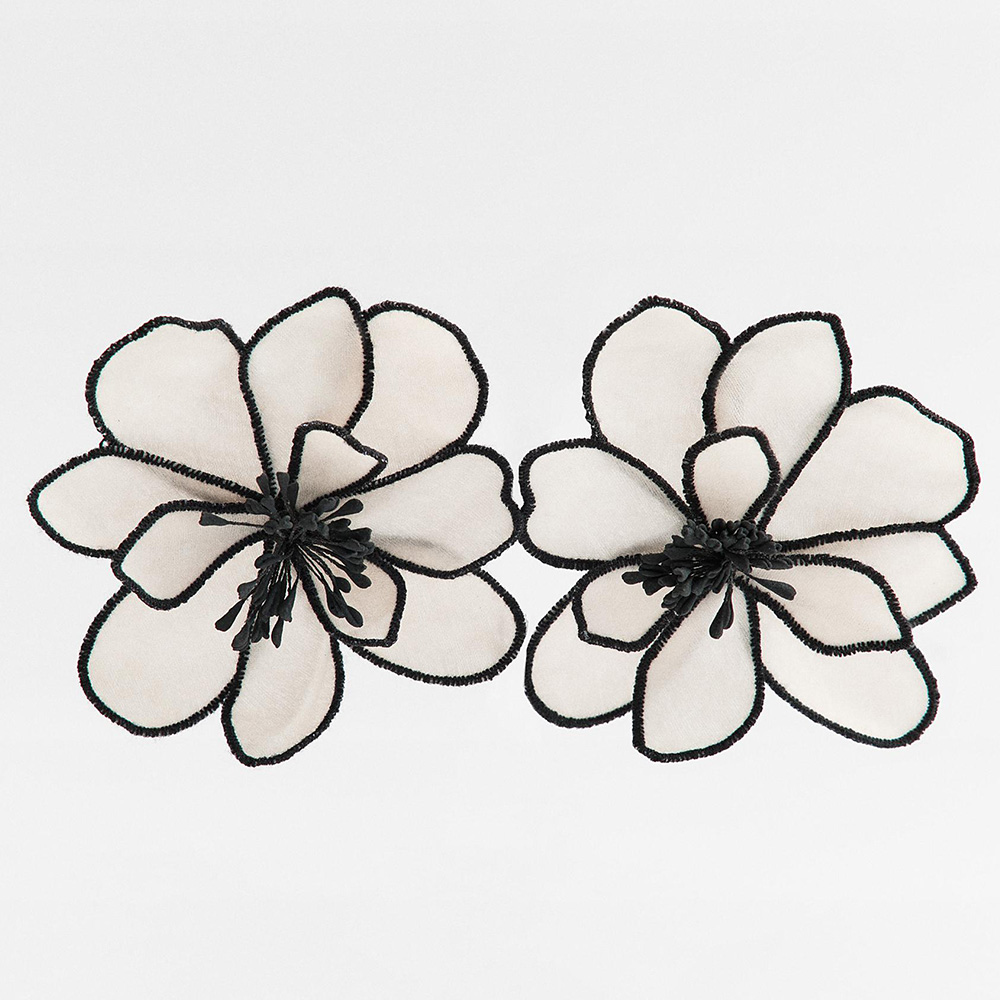 Vedawas boucles d'oreilles fleur, bohême Maxi tissu 3D fleur charme couche grand tissu fait à la main clou Floral femmes boucle d'oreille bijoux de mariage