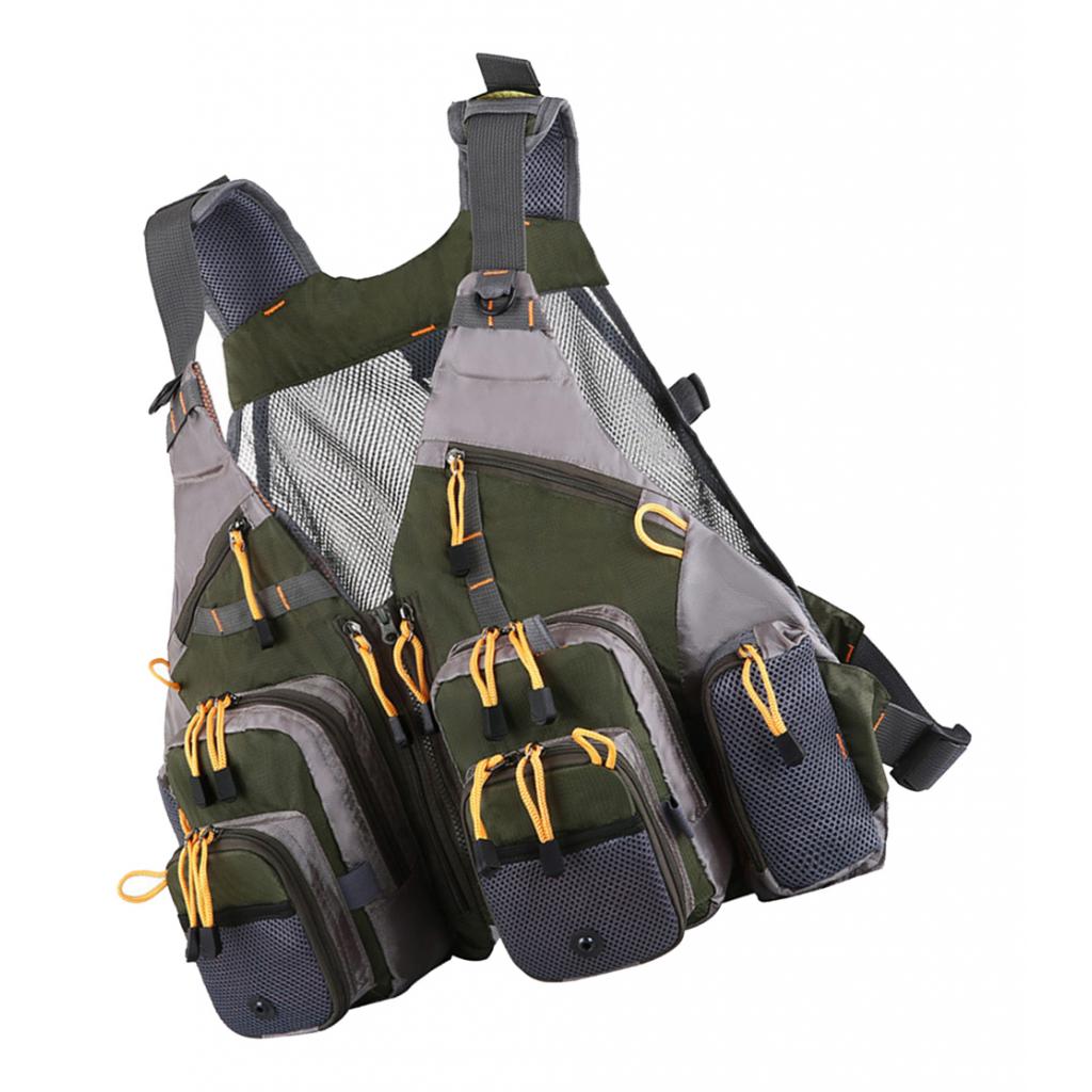 Sac à dos léger de gilet de pêche à la mouche d'ajustement universel avec des compartiments de stockage de mouche gilets réglables de pêche d'épaule