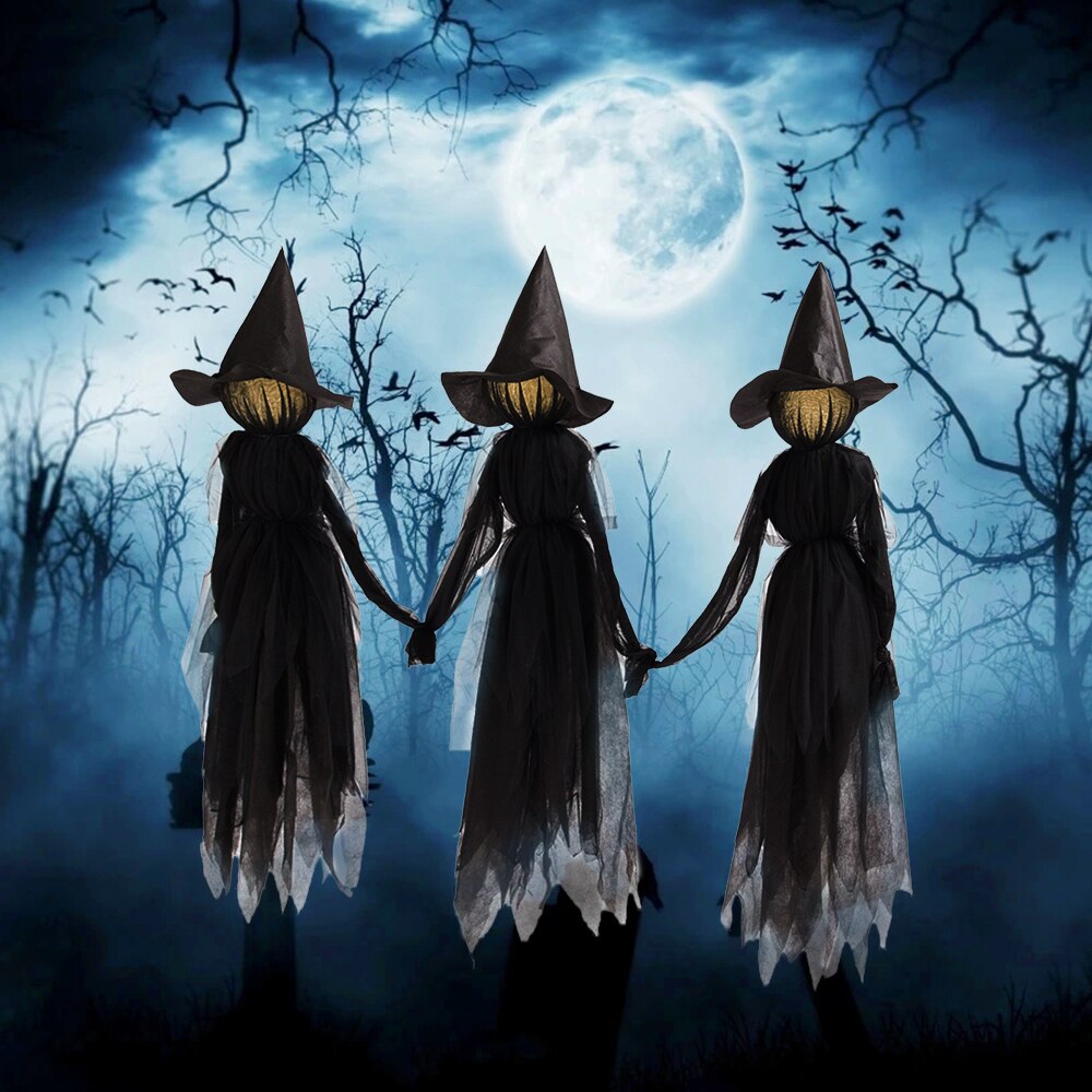 Witch Lights Garden Statue Easter Spring Decoration Halloween Metal Branch Witch Garden Decoration Sign Home Lawn Yard Decor