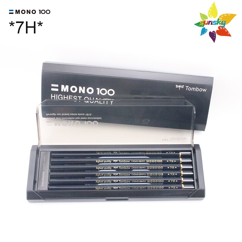 Tombow Japan Mono 100 Hexagonal Wooden Body Pencil,8H/7H/6H/HB/2B/4B,12 pieces 1 Dozen pencils,Smart black box: MONO-100-7H