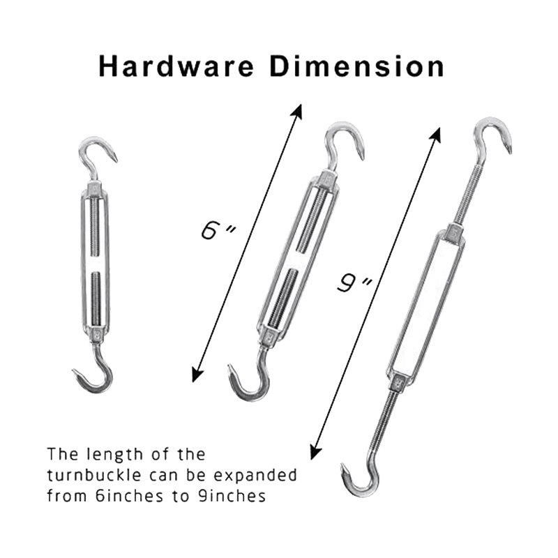 Zon Zonnezeil Hardware Kit Voor Vierkant/Rechthoek/Triple-Gedreven Zon Shade Sail Rvs Zonnescherm sail Kit