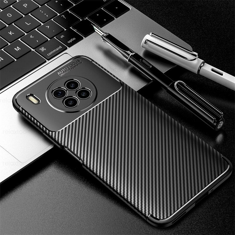Voor Honor 50 Lite Case Matte Carbon Fiber Back Covers Honor 50 Honer Honar Xonor 50 Lite 50 Lite Licht soft Silicone Bescherm Coque: for Honor 50 Lite / Black