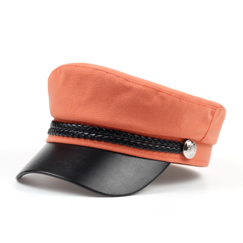 2019 chapeaux pour femmes, printemps, 100%  chapeaux en coton bleu marine, cuir noir, couronne fixe, boucle argentée, chapeau chaud d'hiver, bérets, casquette