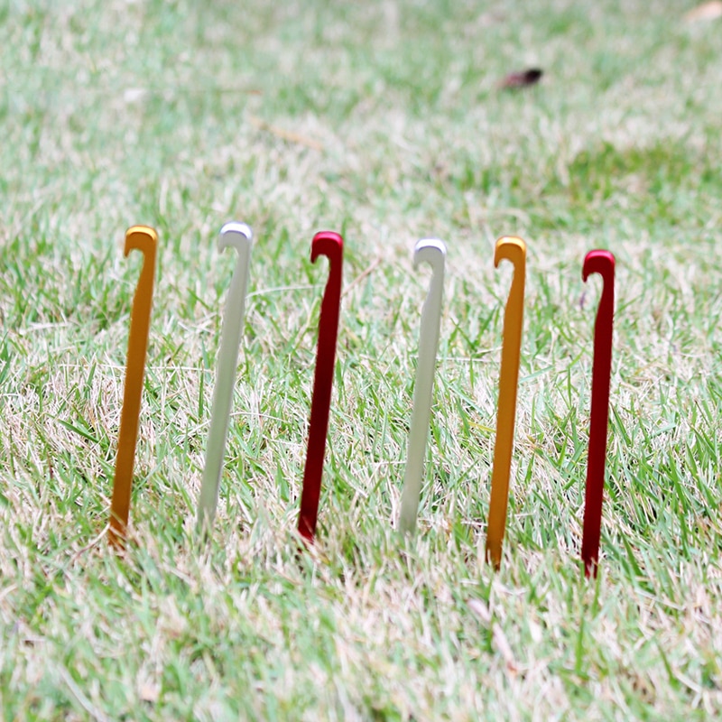 10 pièces/lot de piquets de tente en alliage d'aluminium 16cm piquets de jardin clou de terre hamac robuste Camping pour Guyline auvent flyleaf