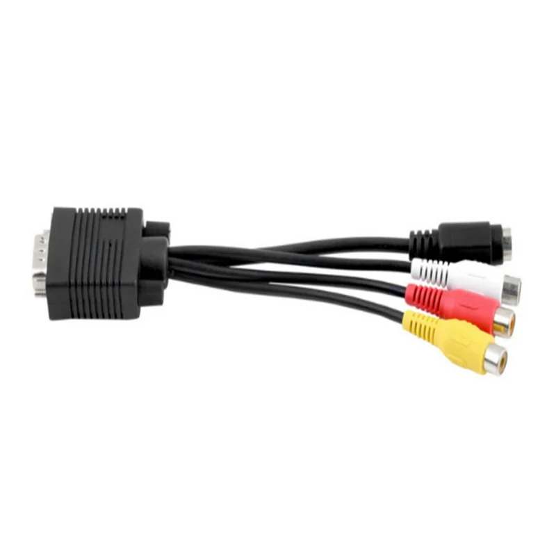 VGA Male naar S-Video 3 RCA Jack Female Composiet AV TV Out Adapter Converter Connector Videokabel Laptop PC Videokaarten