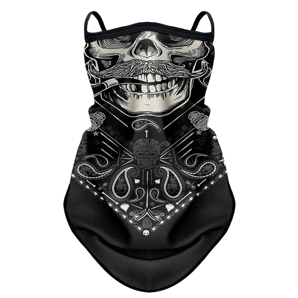 Máscara de protección solar Retro para Moto, pañuelo para la cabeza para motocicleta, Anti-UV para verano, cubierta para la cabeza y el cuello al aire libre, protector facial para montar, diadema deportiva: Negro