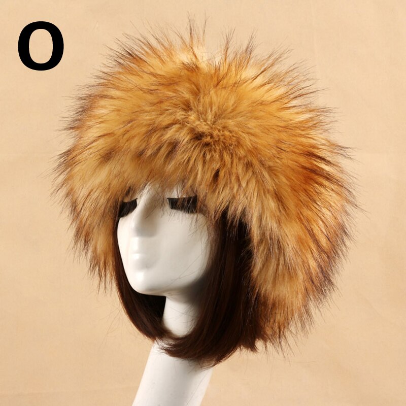 Man Women Fur Hats Tick Fuffy Warm Fox Fur Hat Headband Autumn Winter Russian Thick Hat: 14