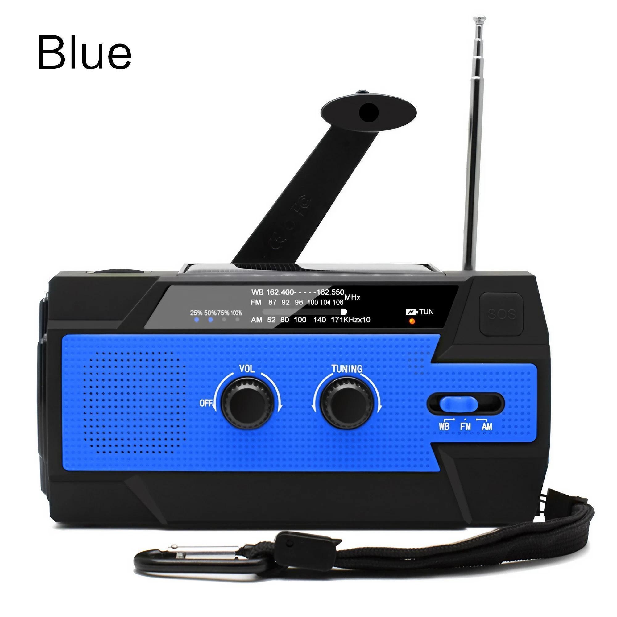 Rádio meteorológico de emergência multifuncional rádio fm am wb manivela solar carregamento usb 2000mah power bank lanterna led tocha: Dourado