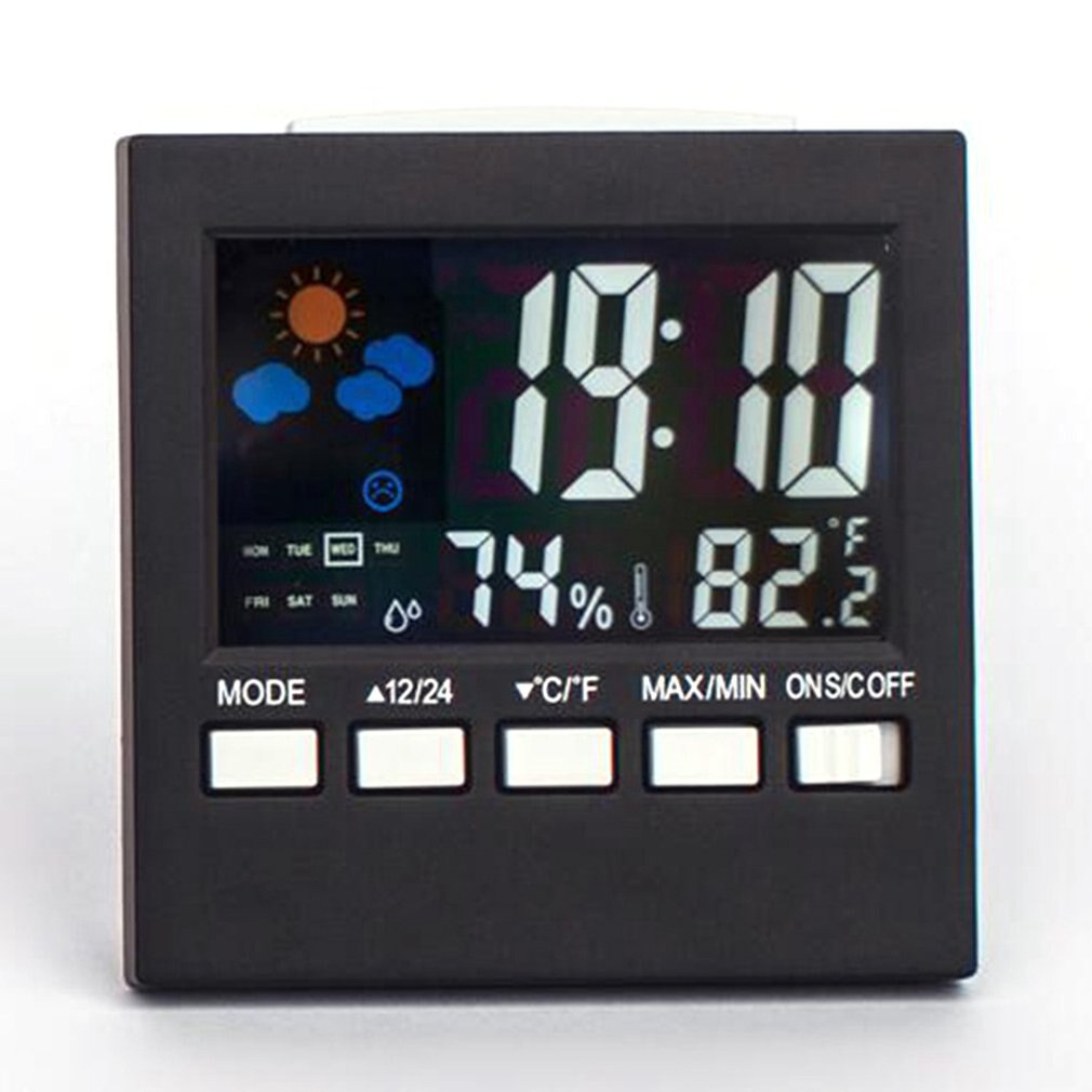 Multifunction Digital Colorful LCD Screen Weather Station Alarm Clock Thermometer Hygrometer Temperature Humidity Tester