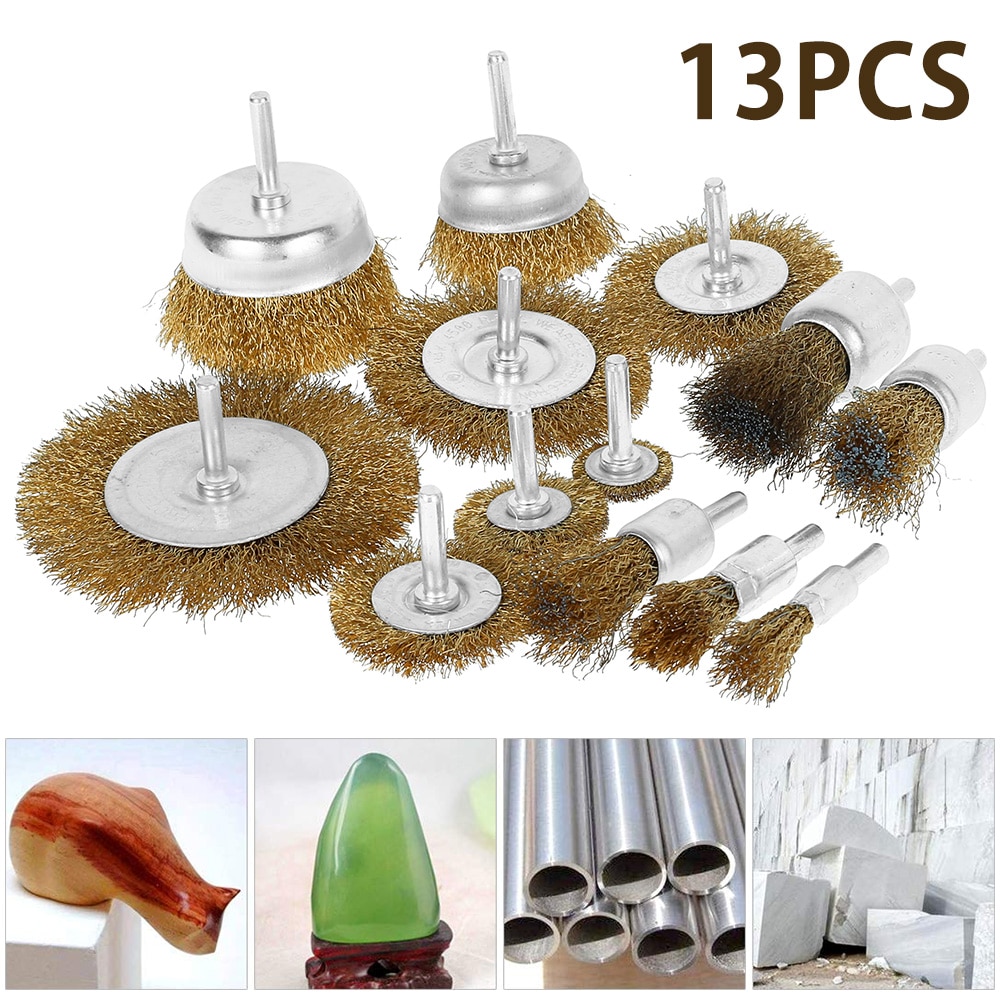 Wire Brushes Drill Bit Set Steel Wire Wheels Brushes Drill Rotary Polishing Dremel Rotary Tools Metal Rust Removal Brush Set