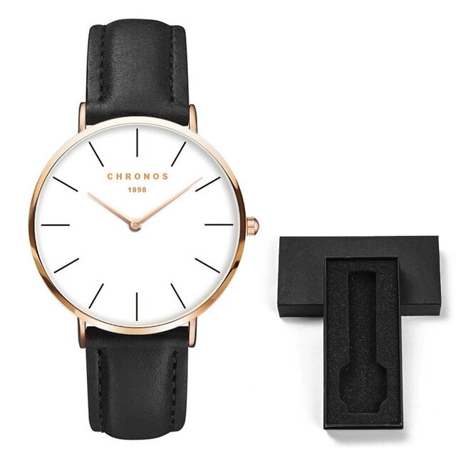 CHRONOS 1898 unisexe montres de luxe en or Rose femmes montres Quartz montre-bracelet horloge hommes Relogio Masculino: CH 0228 and box