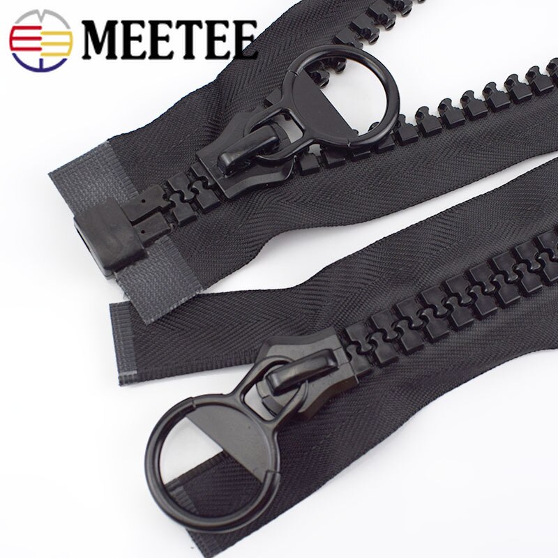 Meetee 1Pc 60/75/100/150/200cm 20# Extra Large Resin Zipper Black Open-End Auto Lock Zip DIY Down Jacket Coat Sewing Accessories