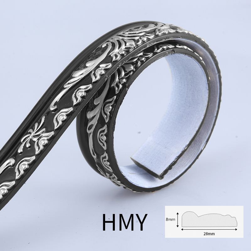 Plaster line living room background wall decorative border PVC line door frame line: Black silver