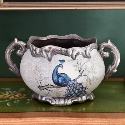 Europæisk keramik vase tørrede blomster blomsterarrangement wobble tallerken stue indgang ornamenter bryllup dekorationer: L