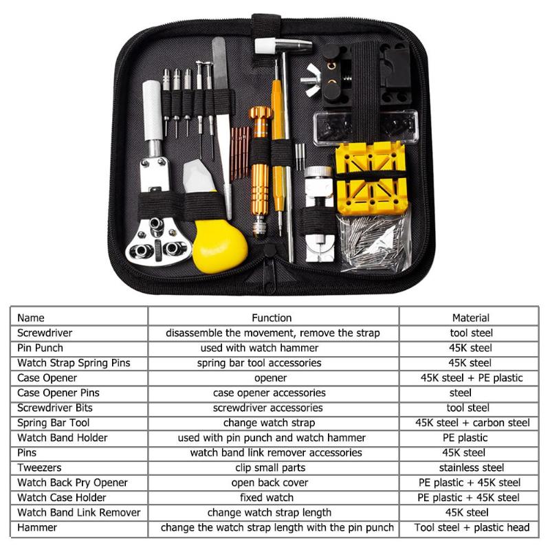 Horloge Reparatie Tool Kit Horloge Link Pin Remover 148 Stks/set Professionele Horloge Gereedschap Klok Reparatie Gereedschap Kit Bag Horloge Gereedschap