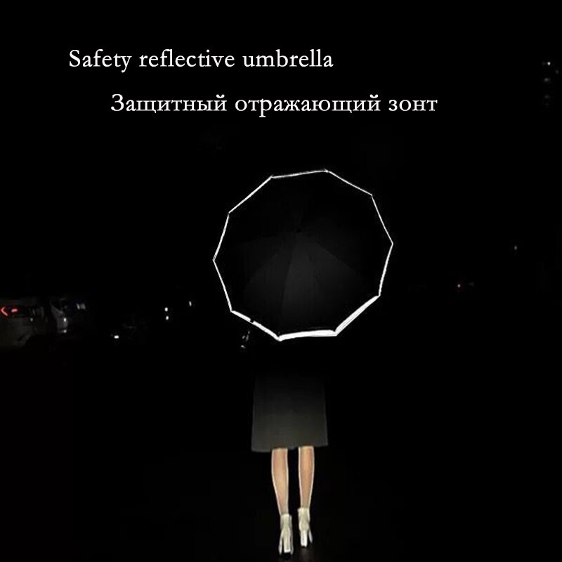 LIKE RAIN Kids Safety Reflective Umbrella Ultra-light Fiber Long Handle Umbrella Rain Men Business Windproof Umbrellas UBY35