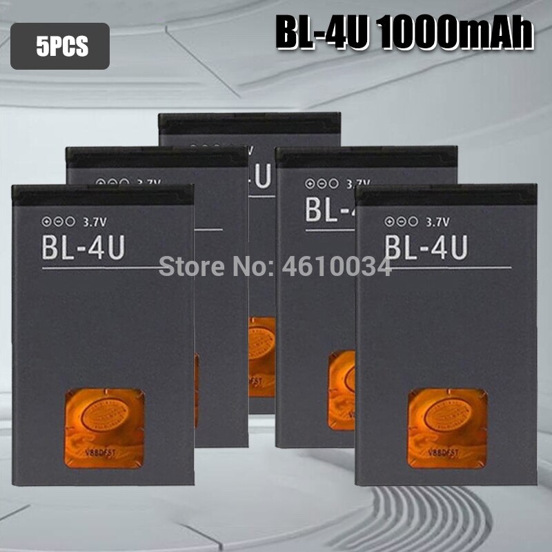 BL-4U BL4U Bl 4U1000mAh Li-Polymeer Telefoon Batterij Voor Nokia 3120c 5250 206 515 5330 5530XM Xpressmusic 5730 6212c: 5pcs