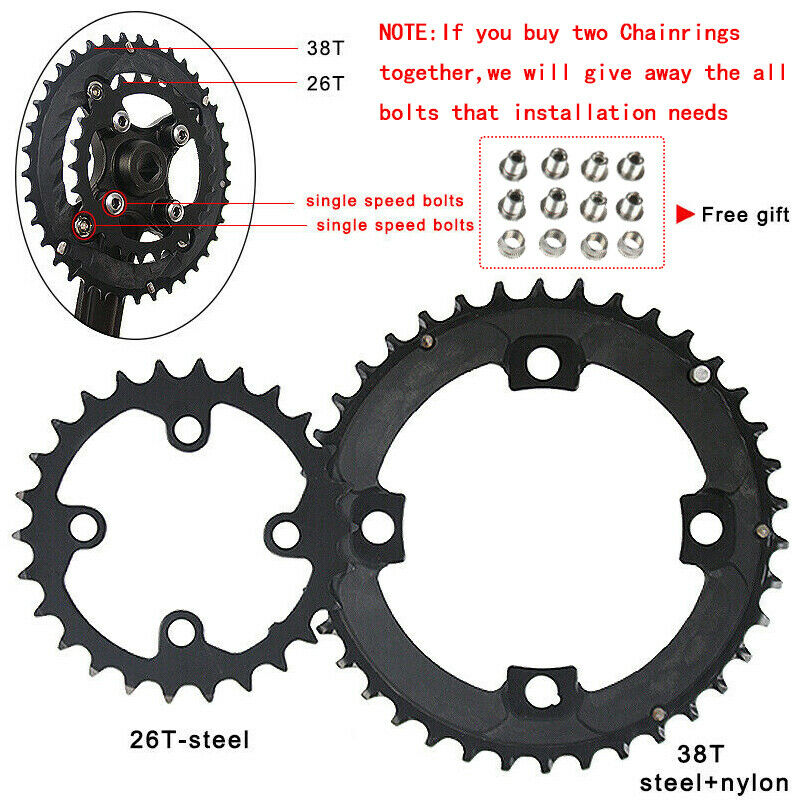 104/64BCD Kroon 3*10 speed 2*10 speed Fiets Kettingblad Dubbele Triple Fiets Kettingwiel 22/26/32/38/42 T MTB Kettingblad Fiets Deel: Rood