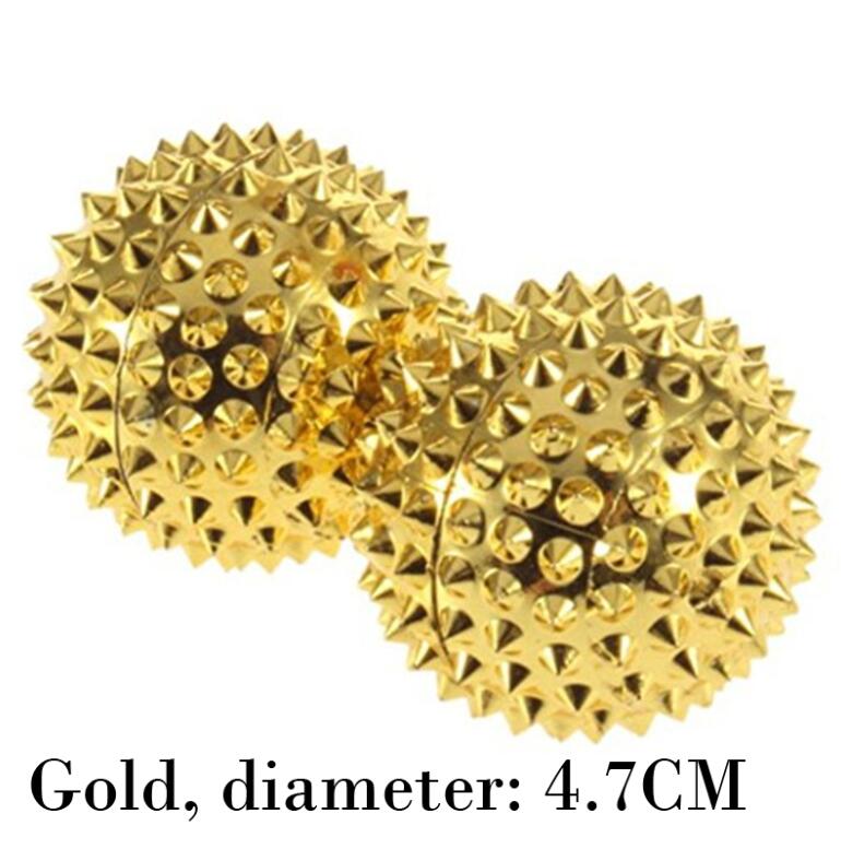 Boule de massage magnétique pour les mains, 2 pièces/lot, , soins de santé: Gold diameter 4.7cm