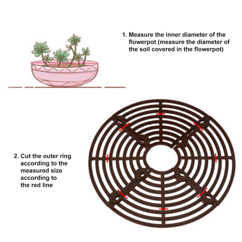 Couvercle de Pot de fleur en plastique, grille de taille découpable, protecteur de plante, cadre de grille marron, protection du sol, sécurité pour bébé
