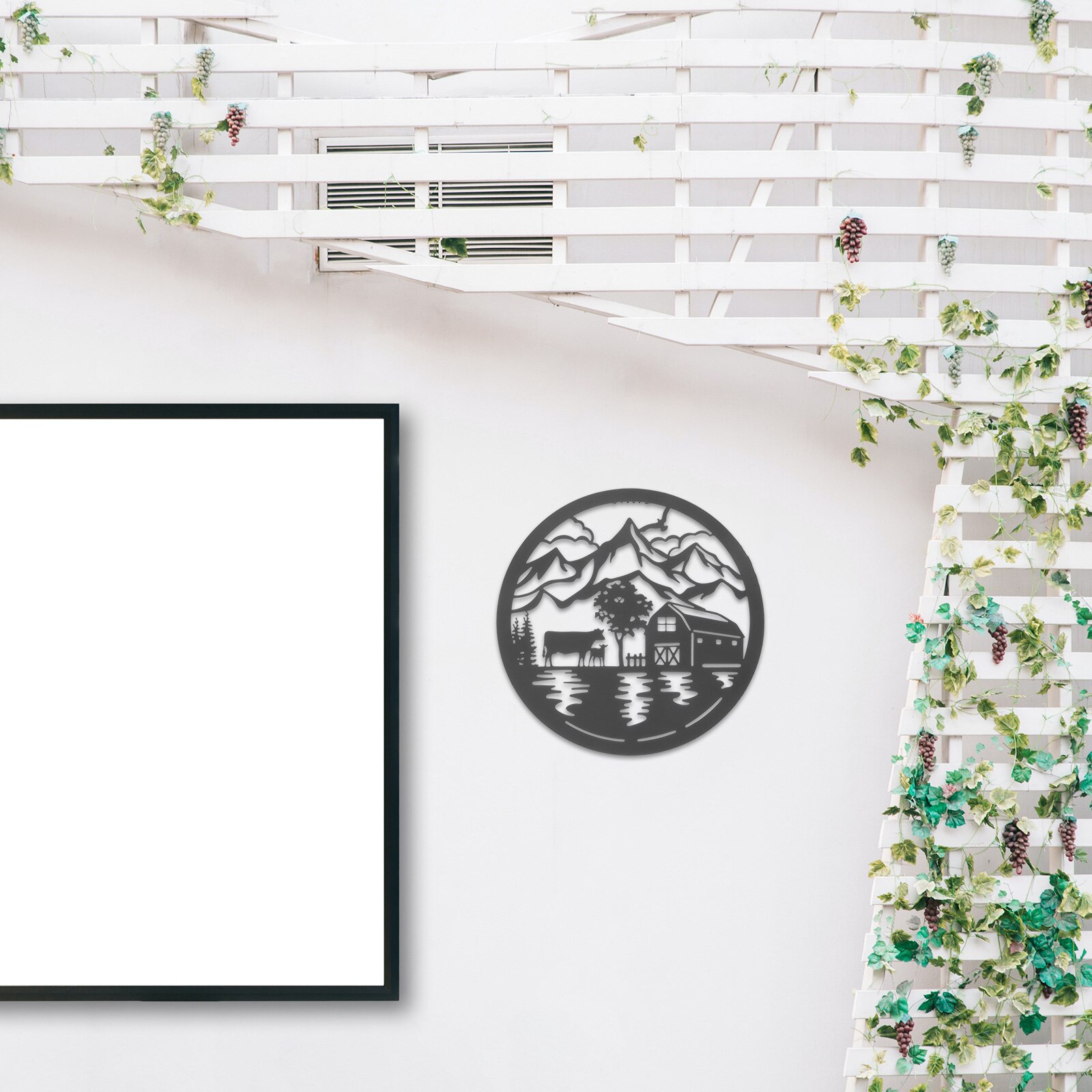 Iron Wall Decoration Circular Hanging Art Indoor Outdoor Metal Silhouette Wall Decor