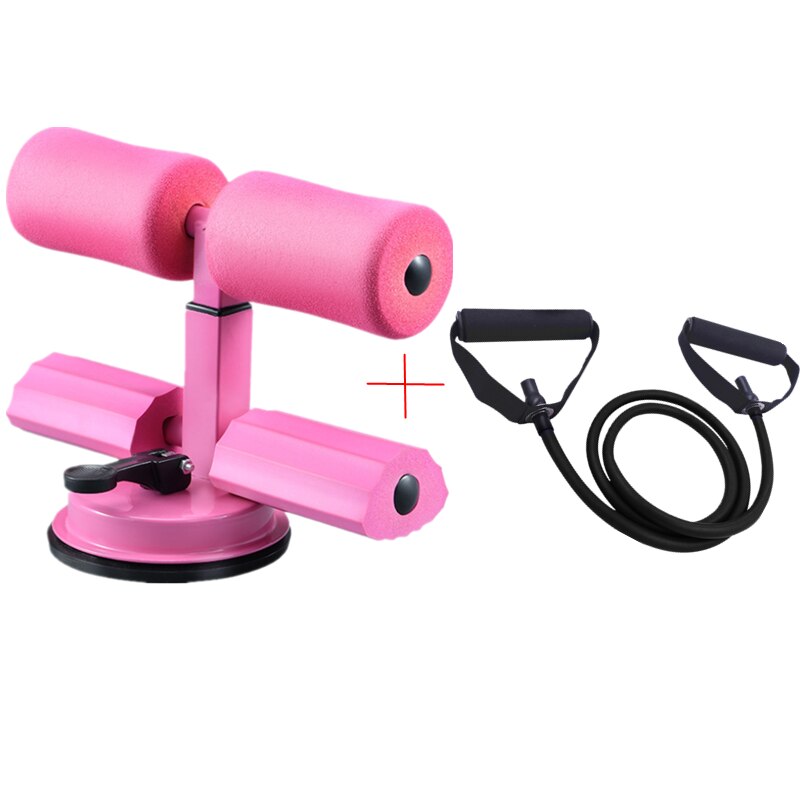 Adjustable Sit Up Bar Floor Assistant Exercise Equipment with Resistance band Home Gym Abdominals Core Workout Fitness Slimming: Pink B Set