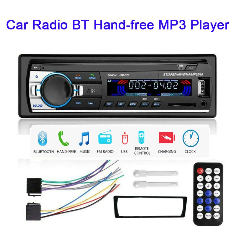 Auto Stereo Radio Hände Frei Bluetooth Autoradio 12V/24V FM Aux-in Eingang SD USB in-Bindestrich 1 Lärm Auto MP3 Multimedia Spieler