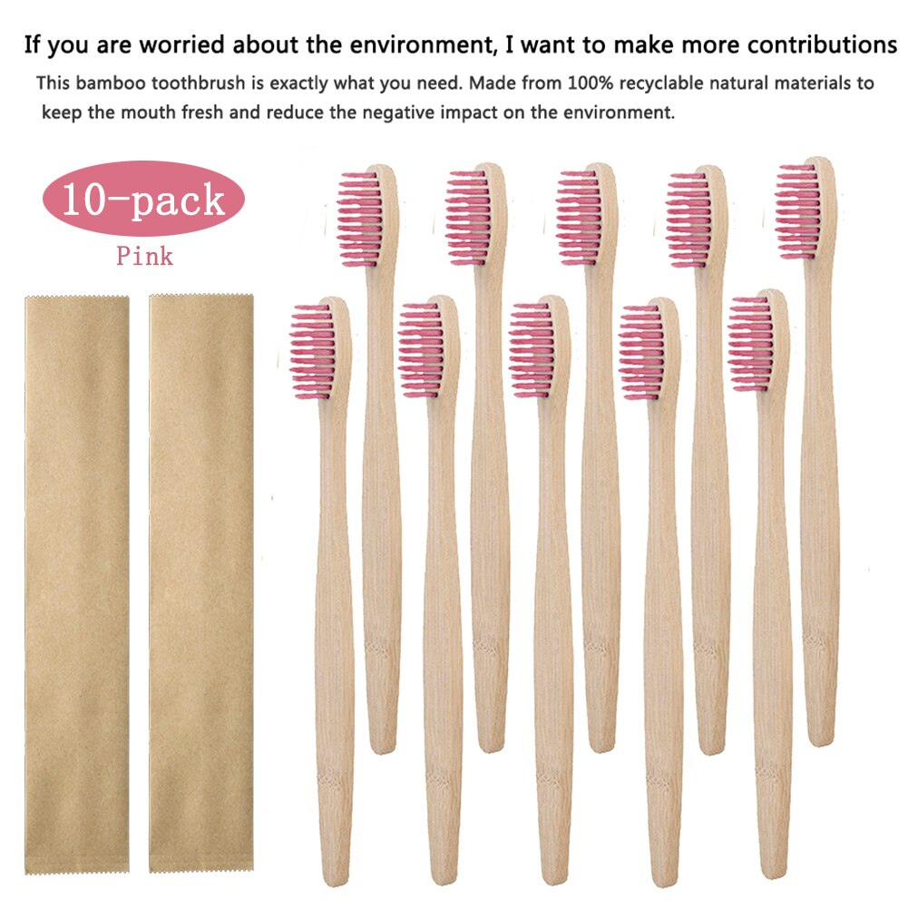 Bamboo Toothbrush with Paper Eco Friendly 10-Pack Soft Bristles Toothbrush Natural wooden and Eco-Friendly BPA Free Bristles: A4