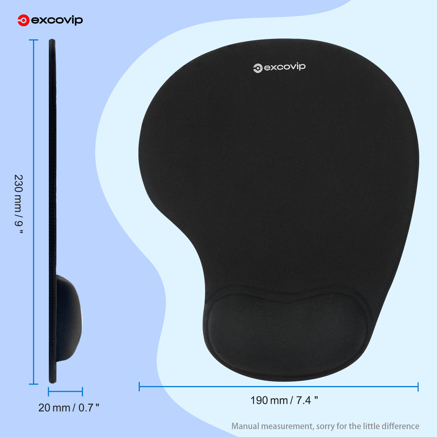 EXCO Ergonomic Mouse Pad with Silicone Wrist Support Rest Comfortable Mousepad Non-Slip PU Base for Pain Relief Computer Office